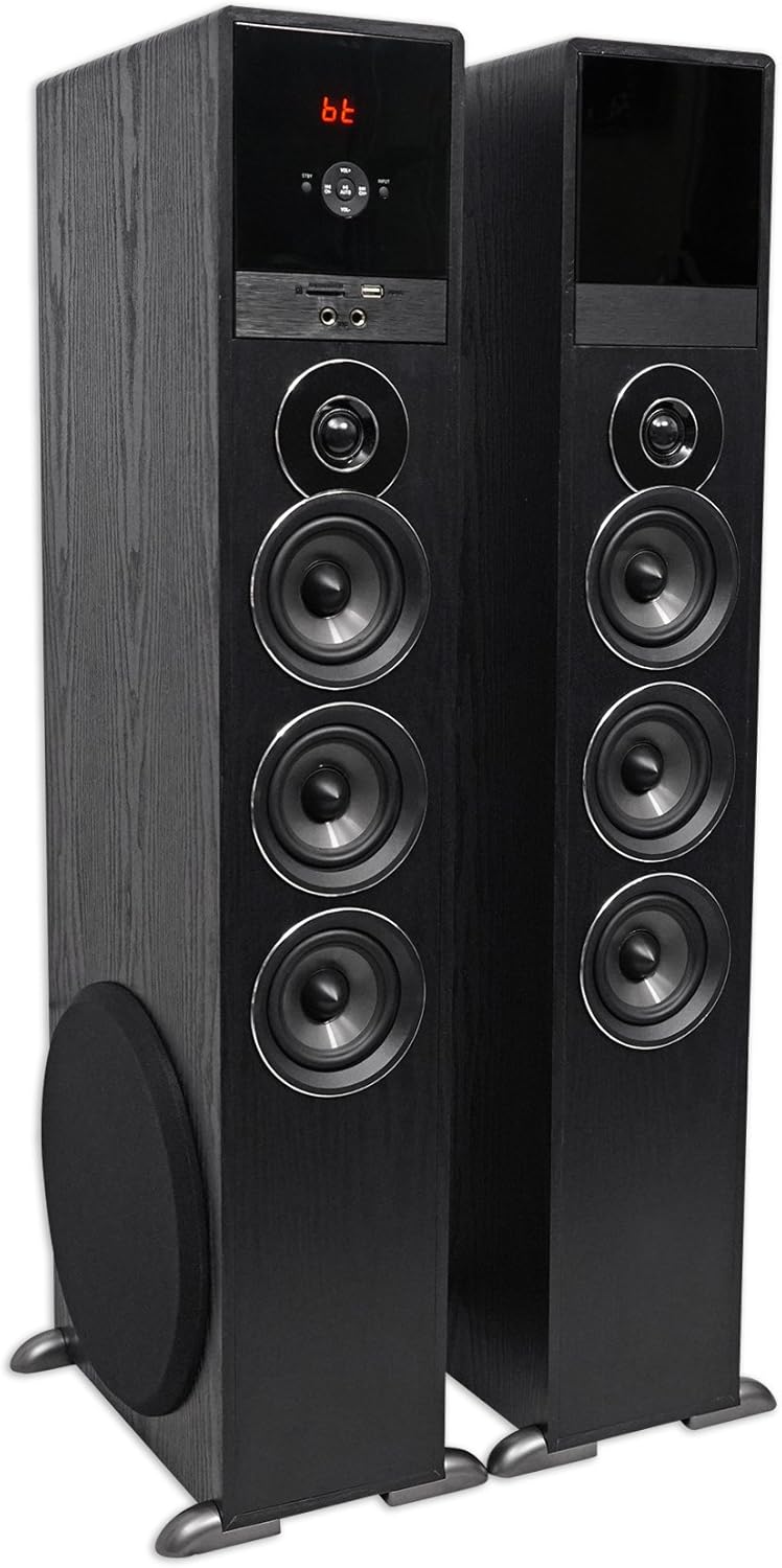 Rockville TM150B Black Home Theater System Tower Speakers 10" Sub/Bluetooth/USB-2