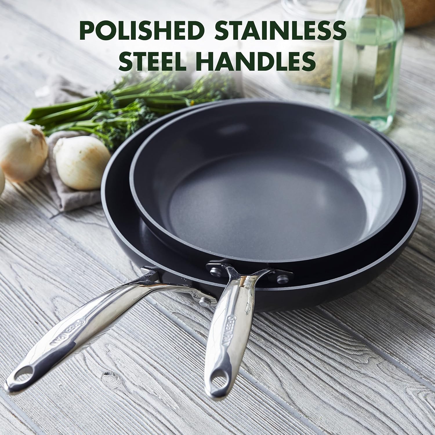 GreenPan Valencia Pro Hard Anodized Healthy Ceramic Nonstick 10" and 12" Frying Pan Skillet Set, PFAS-Free, Induction, Dishwasher Safe, Oven Safe, Gray-9