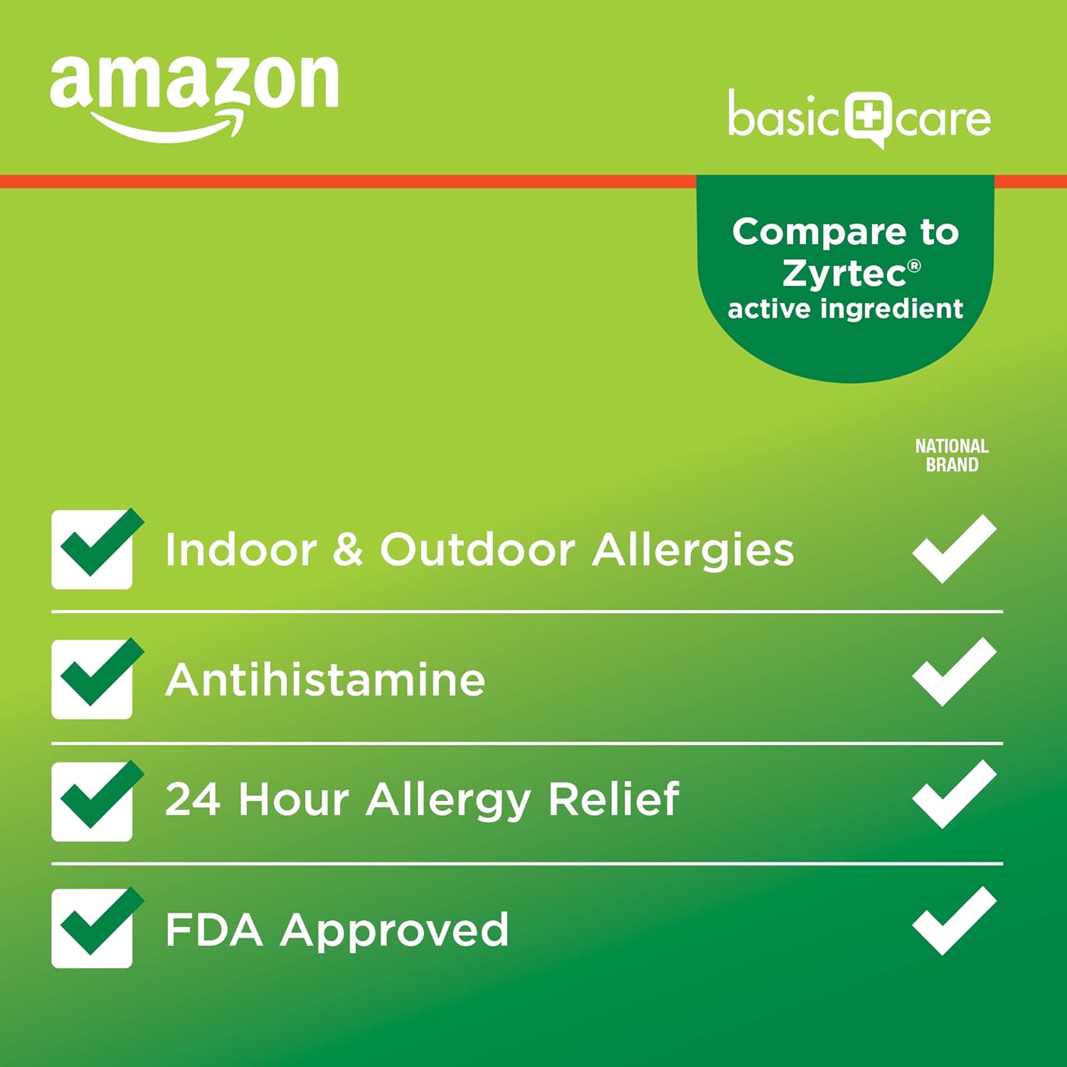 Amazon Basic Care 24 Hour Allergy Relief, Cetirizine Hydrochloride Tablets, 10 mg, 300 Count-2