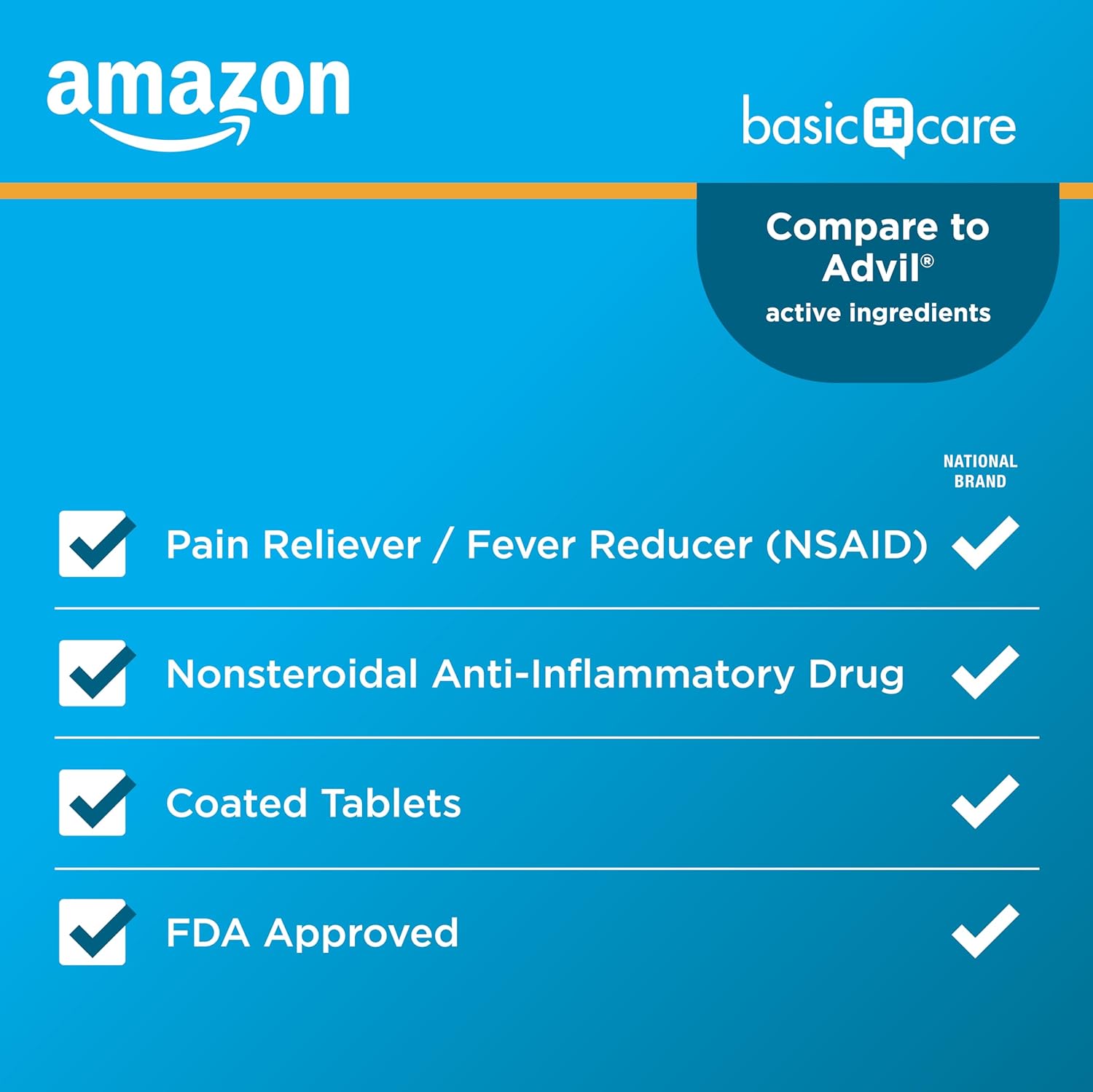 Amazon Basic Care Ibuprofen Tablets 200 mg, Pain Reliever/Fever Reducer, Body Aches, Headache, Arthritis Pain Relief and More, 500 Count (Packaging may vary)-1