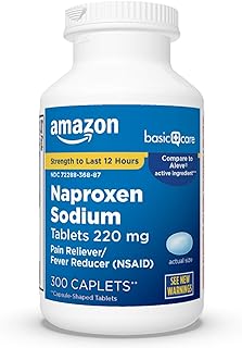 Amazon Basic Care Naproxen Sodium Tablets 220 mg, Pain Reliever/Fever Reducer (NSAID), Muscular Aches, Backache, Headache, Toothache, Minor Arthritis Pain Relief & More, 300 Count (Packaging may vary)