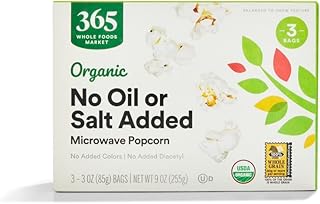 365 by Whole Foods Market, Organic No Oil or Salt Microwave Popcorn, 9 Ounce