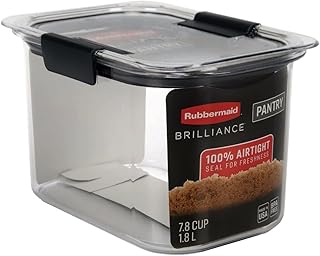 Rubbermaid Brilliance Pantry Airtight Food Storage Container, BPA-Free 7.8 Cup, Ideal for Brown Sugar - Efficient, Leak-Proof and Dishwasher-safe