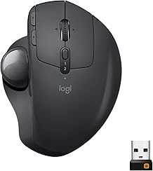 Logitech MX Ergo Wireless Trackball Mouse, Ergonomic Design, Move Content Between 2 Windows and Apple Mac Computers (Bluetooth or USB), Rechargeable