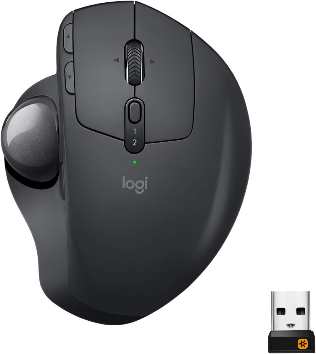 Logitech MX Ergo Wireless Trackball Mouse, Ergonomic Design, Move Content Between 2 Windows and Apple Mac Computers (Bluetooth or USB), Rechargeable-0