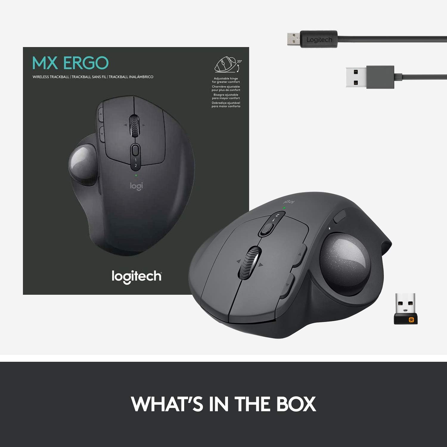 Logitech MX Ergo Wireless Trackball Mouse, Ergonomic Design, Move Content Between 2 Windows and Apple Mac Computers (Bluetooth or USB), Rechargeable-10