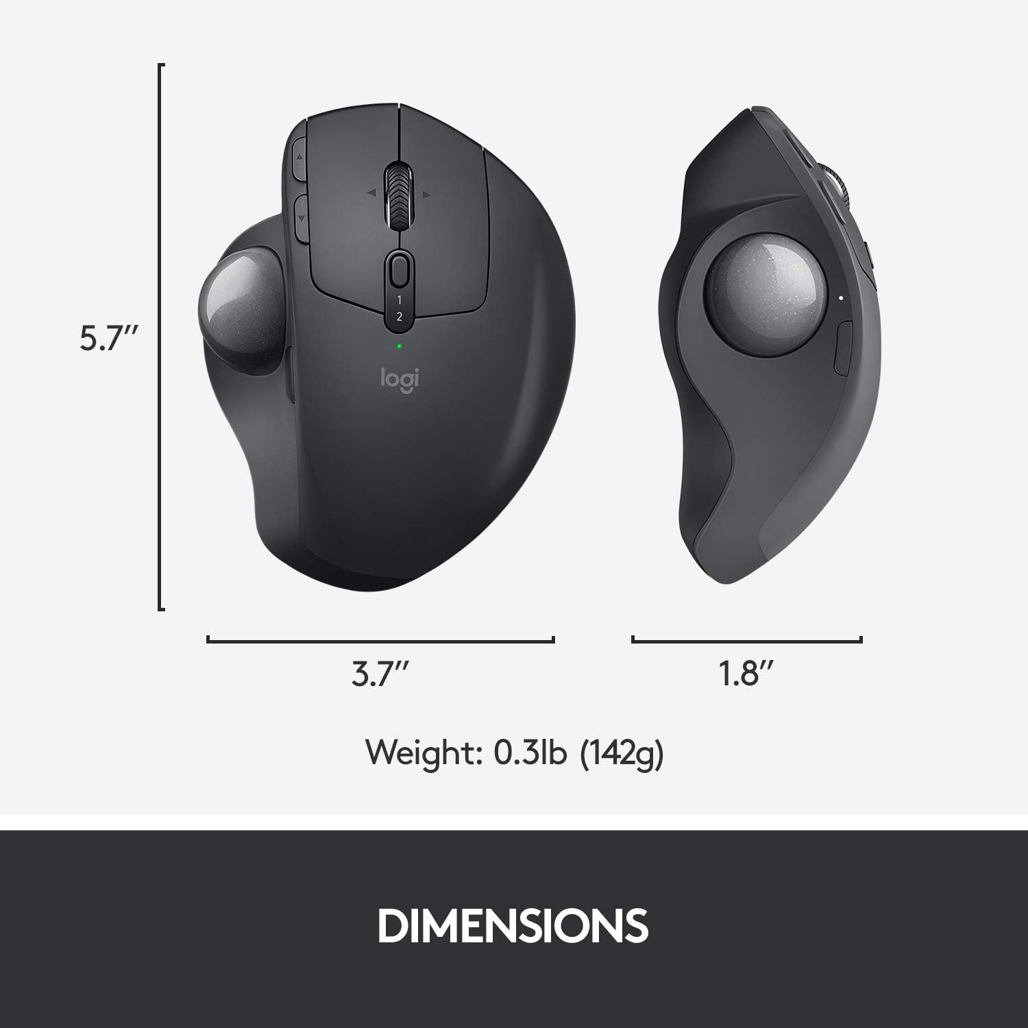 Logitech MX Ergo Wireless Trackball Mouse, Ergonomic Design, Move Content Between 2 Windows and Apple Mac Computers (Bluetooth or USB), Rechargeable-6