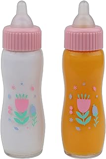 JC Toys Deluxe Disappearing Magic Bottles | Fits All Dolls | Milk and Juice | Butterfly Theme | Ages 2+ , Pink