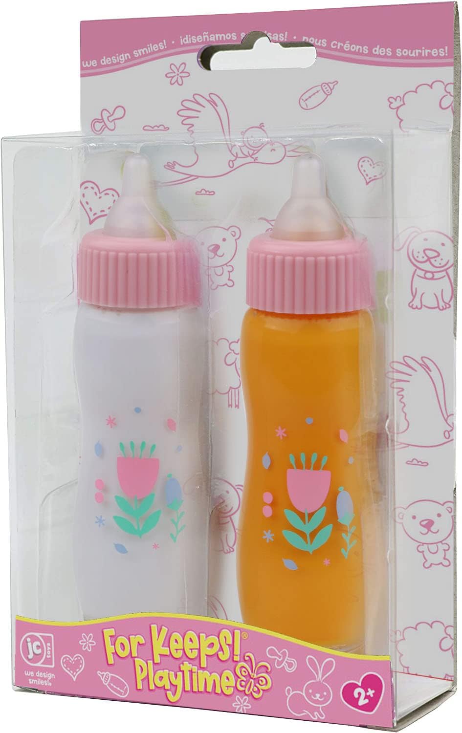 JC Toys Deluxe Disappearing Magic Bottles | Fits All Dolls | Milk and Juice | Butterfly Theme | Ages 2+ , Pink-2