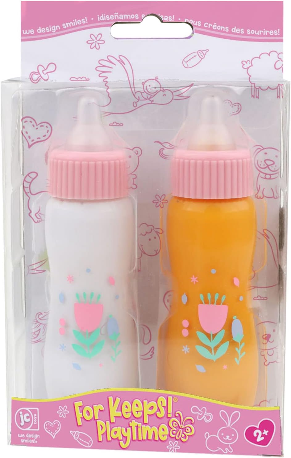 JC Toys Deluxe Disappearing Magic Bottles | Fits All Dolls | Milk and Juice | Butterfly Theme | Ages 2+ , Pink-3