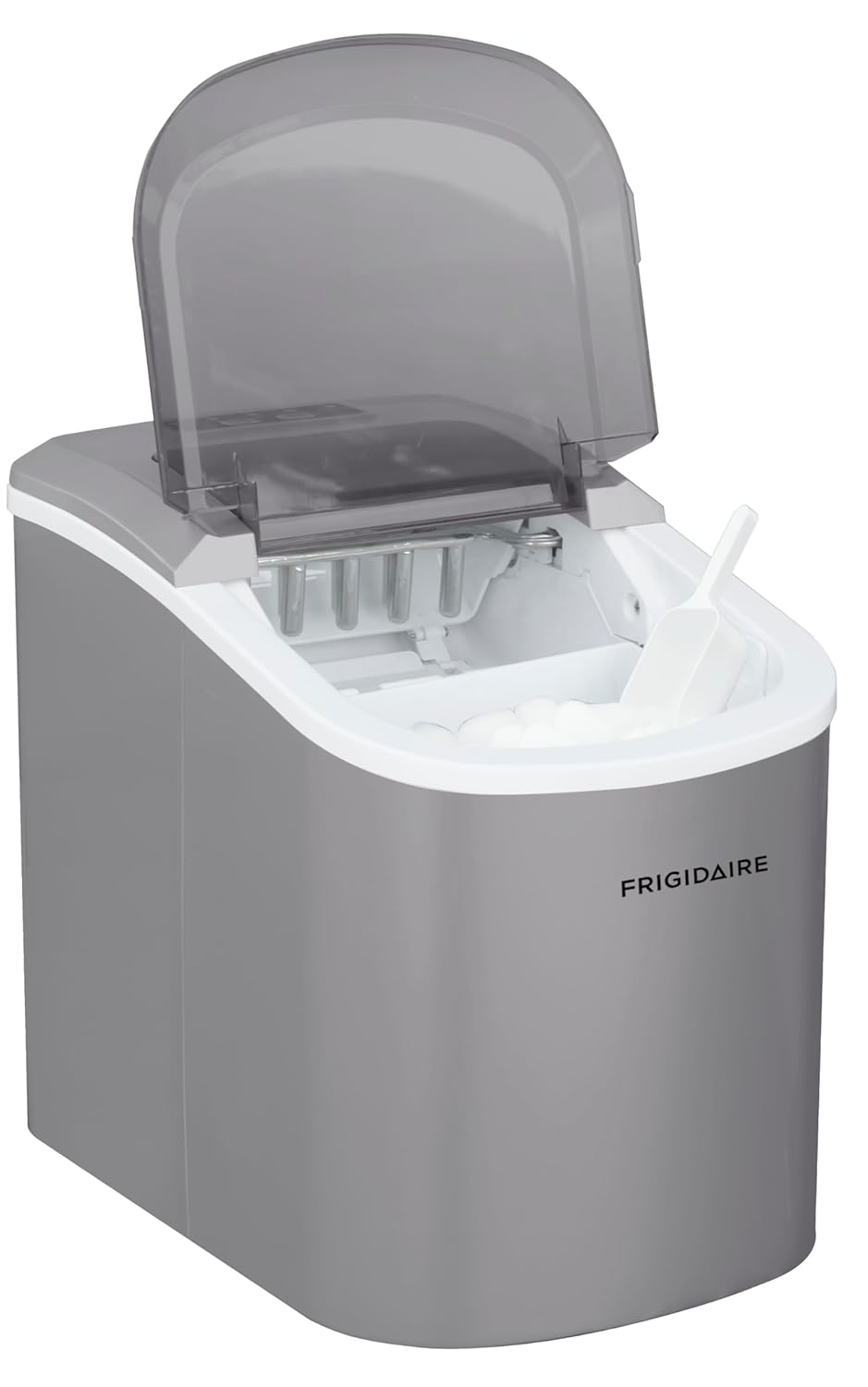 Frigidaire Ice Maker EFIC189, Countertop Ice Maker with Transparent Window, Bullet Ice Maker, 26 lbs. Capacity per day, Small Ice Maker Machine – 11.6D x 8.7W x 11.4H, Silver (Packaging May Vary)-0