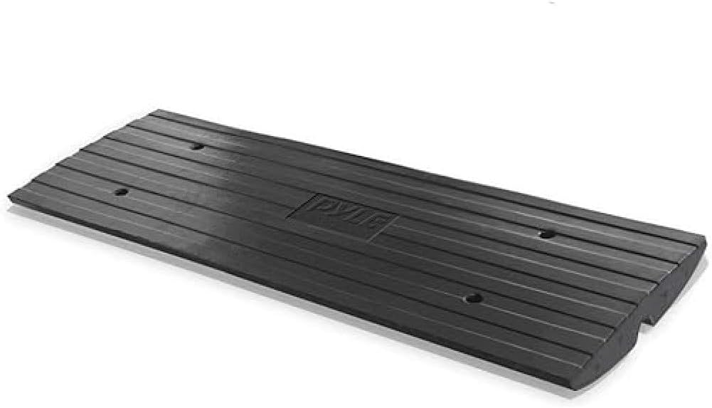 Pyle Car Driveway Curb Ramp - Heavy Duty Rubber Threshold Ramp - Also for Loading Dock, Garage, Sidewalk, Truck, Scooter, Bike, Motorcycle, Wheelchair Mobility & Other Vehicle - Pyle PCRBDR24-0