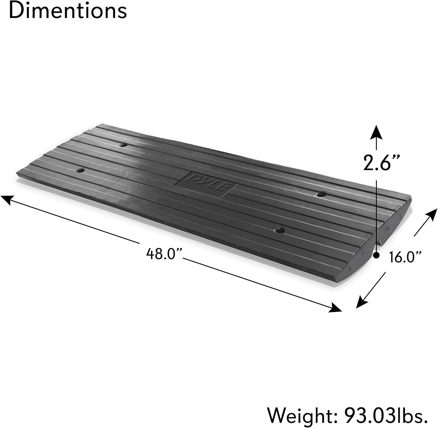 Pyle Car Driveway Curb Ramp - Heavy Duty Rubber Threshold Ramp - Also for Loading Dock, Garage, Sidewalk, Truck, Scooter, Bike, Motorcycle, Wheelchair Mobility & Other Vehicle - Pyle PCRBDR24-6