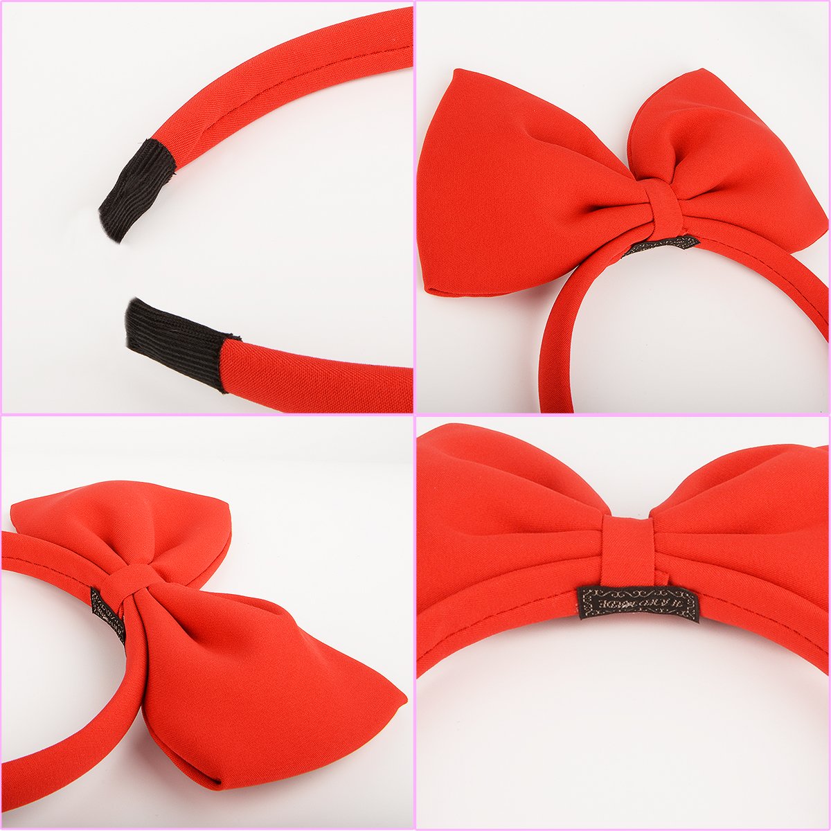 Hair Band Bow Headbands Headdress for Women and Girls, Perfect Hair Accessories for Party and Cosplay (Red)-2