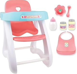 JC Toys - for Keeps Playtime! | Baby Doll High Chair | Fits Dolls up to 17" | Sturdy High Chair and Play Accessories | Ages 2+, Pink