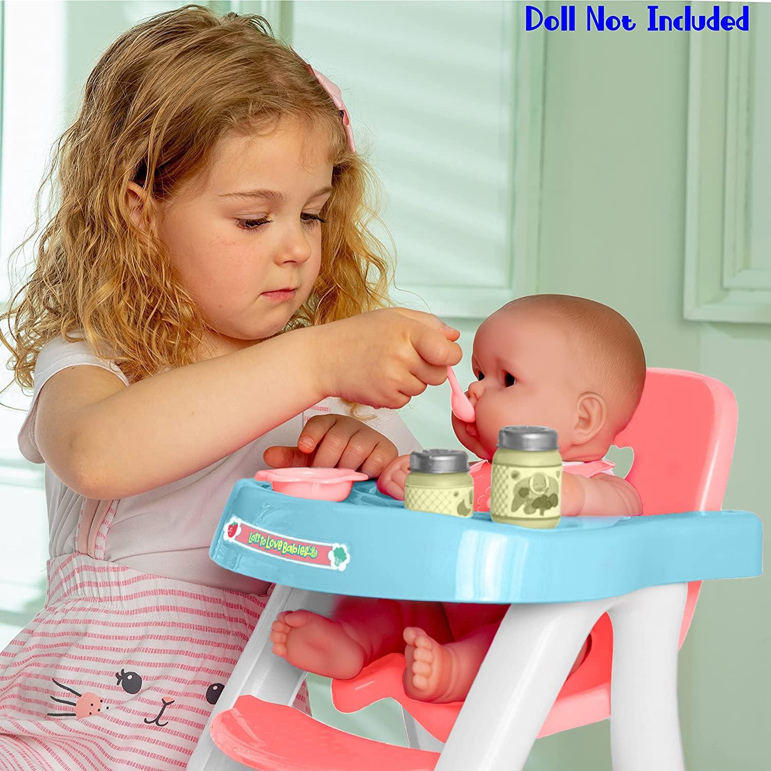 JC Toys - for Keeps Playtime! | Baby Doll High Chair | Fits Dolls up to 17" | Sturdy High Chair and Play Accessories | Ages 2+, Pink-5