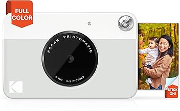 KODAK Printomatic Full-Color Instant Print Digital Camera - Colorful Photos On Zink 2x3" Sticky-Back Photo Paper - 5MP, Portable, Creative Fun Gift for Birthday, Christmas, Holiday - Grey