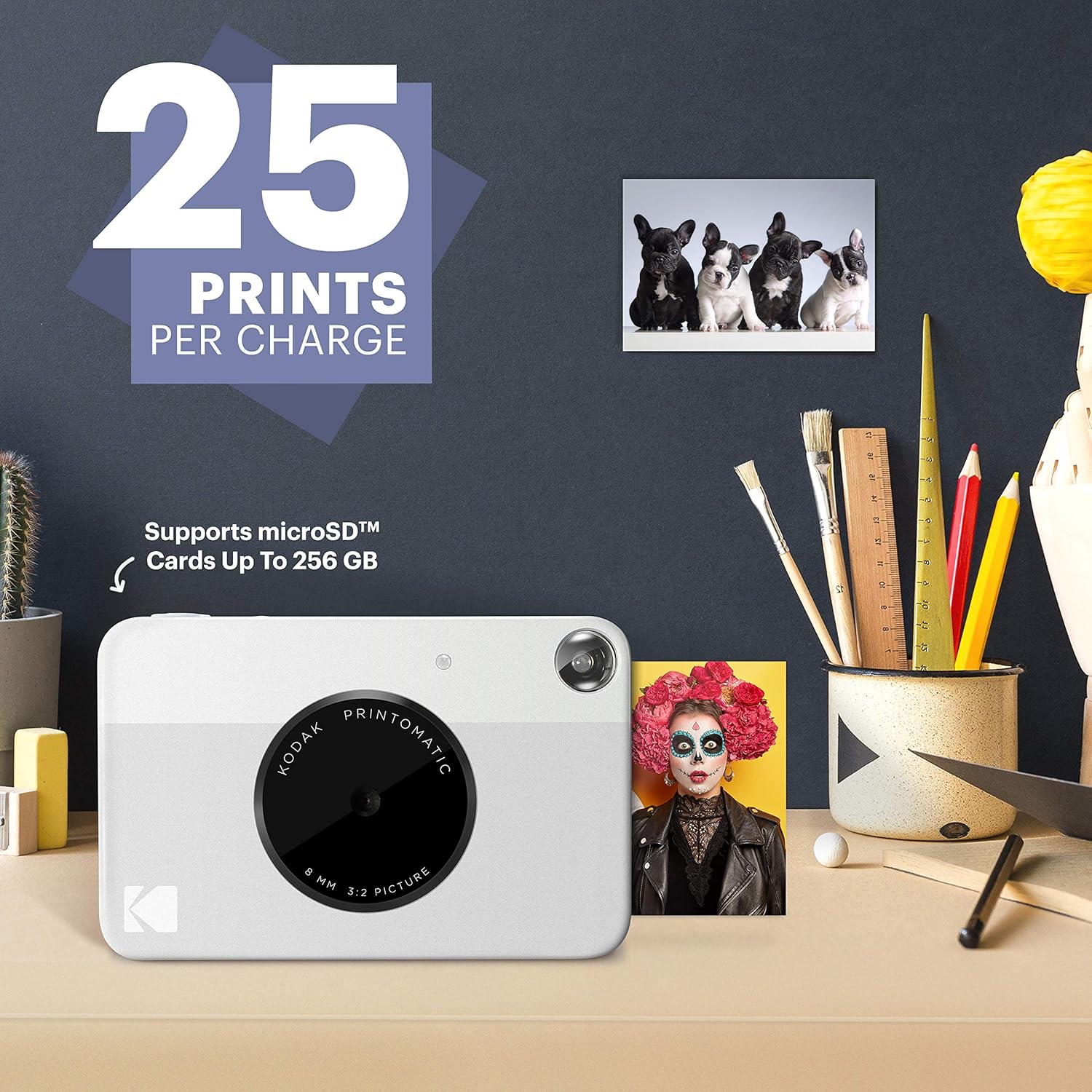 KODAK Printomatic Full-Color Instant Print Digital Camera - Colorful Photos On Zink 2x3" Sticky-Back Photo Paper - 5MP, Portable, Creative Fun Gift for Birthday, Christmas, Holiday - Grey-1