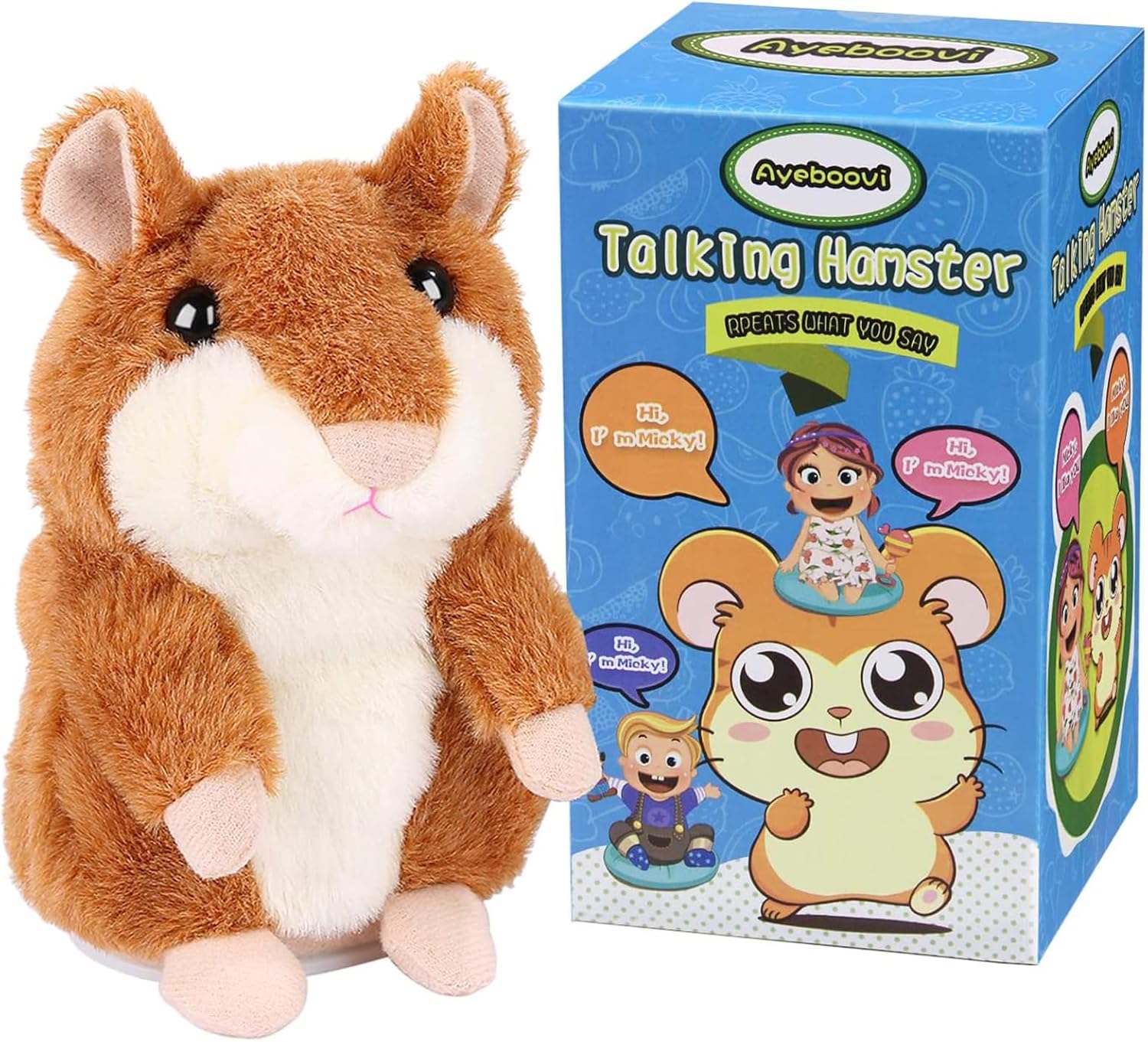 Ayeboovi Toddler Toys Talking Hamster Repeats What You Say Baby Toys Interactive Fun Toys Birthday Gift for Kids Stocking Stuffers for 3 4 5+ Year Old Girls Boys-0