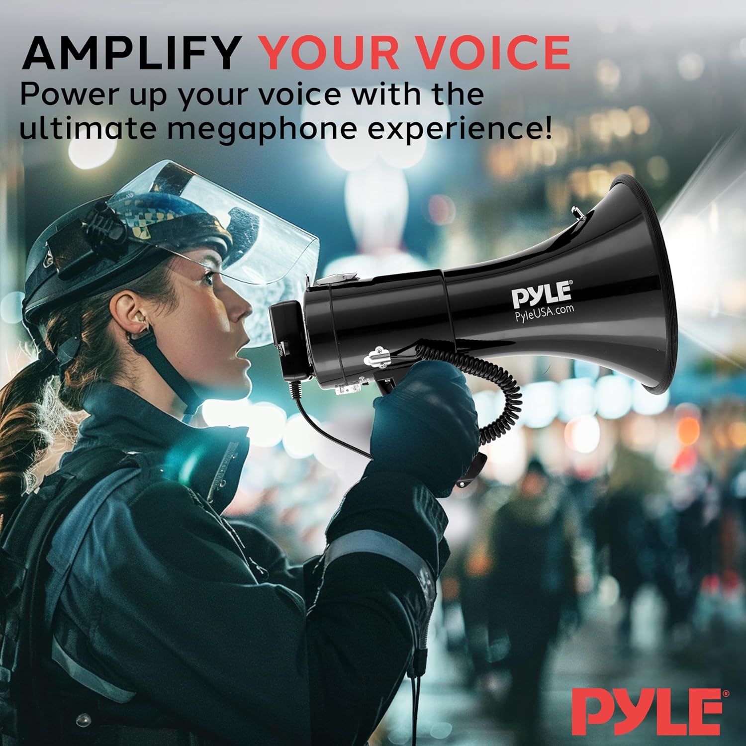 Pyle 50W Portable Megaphone Bullhorn Speaker with Microphone, Alarm Siren & Adjustable Volume - Indoor/Outdoor Use-5