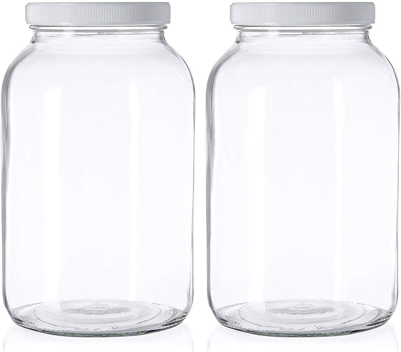 kitchentoolz 1 Gallon Extra Large Glass Mason Jar - Wide Mouth with Airtight Lid - Safe Container for Fermenting, Pickling, and Storing Pack of 2-0