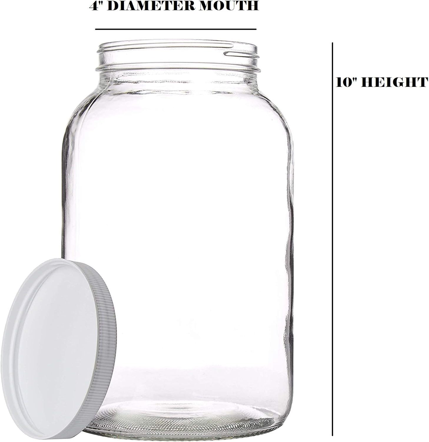 kitchentoolz 1 Gallon Extra Large Glass Mason Jar - Wide Mouth with Airtight Lid - Safe Container for Fermenting, Pickling, and Storing Pack of 2-1