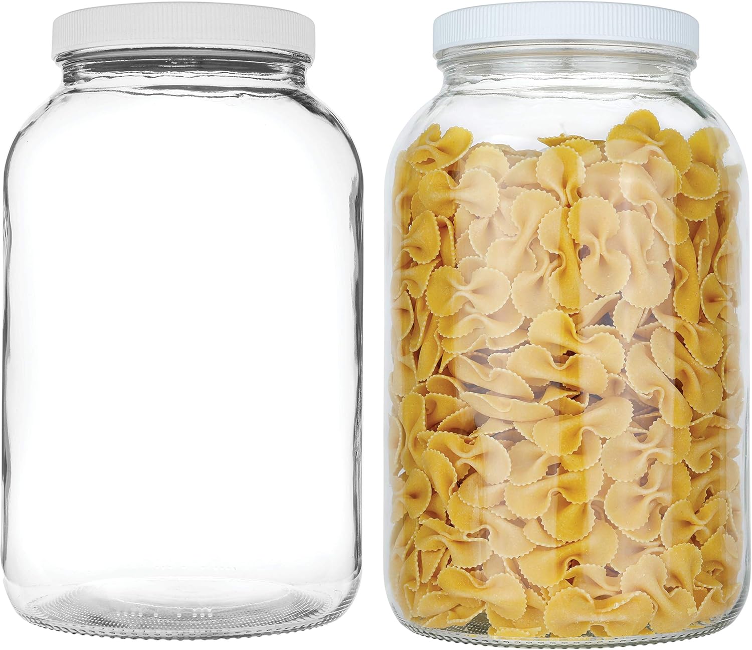 kitchentoolz 1 Gallon Extra Large Glass Mason Jar - Wide Mouth with Airtight Lid - Safe Container for Fermenting, Pickling, and Storing Pack of 2-8