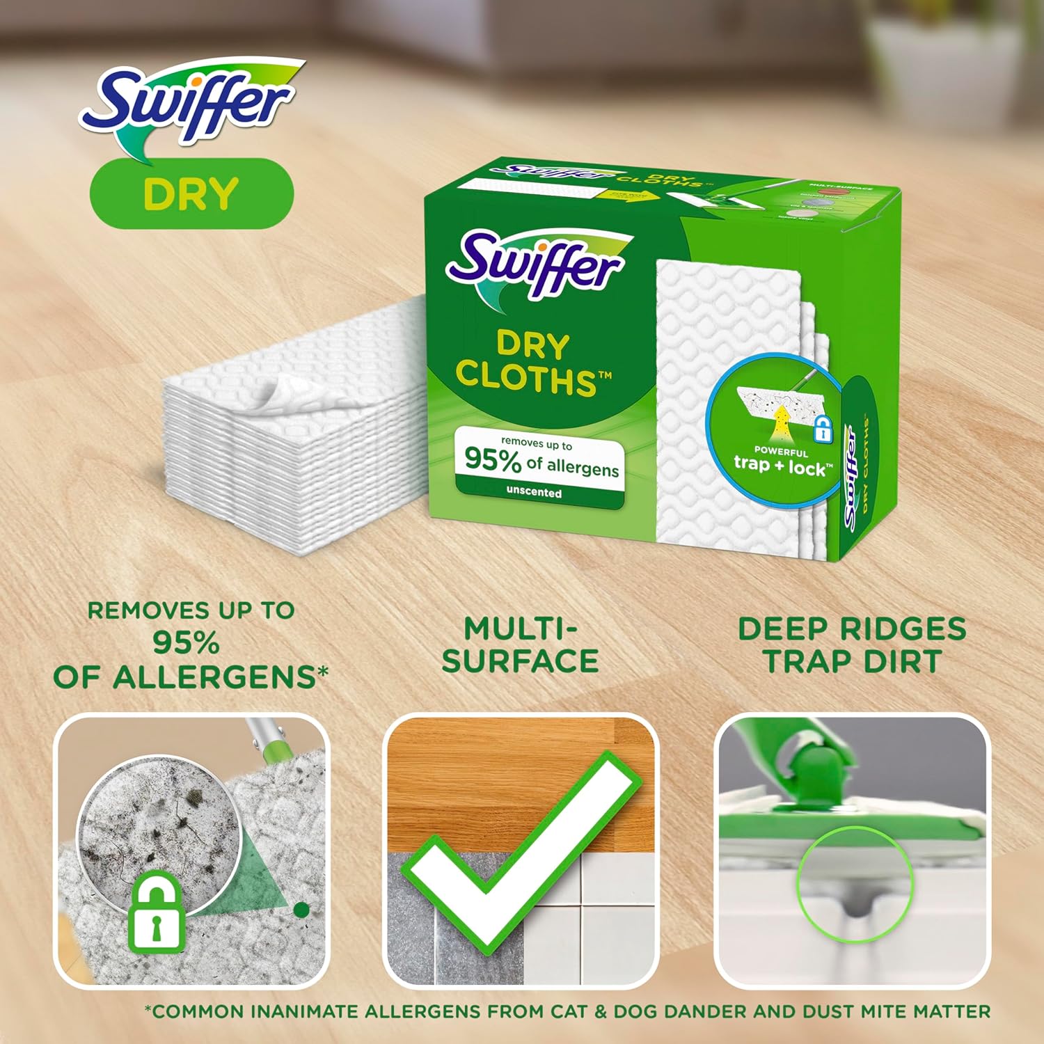 Swiffer Sweeper Dry Mop Refills for Floor Mopping and Cleaning, All Purpose Floor Cleaning Product, Unscented, 52 Count (Packaging May Vary)-2