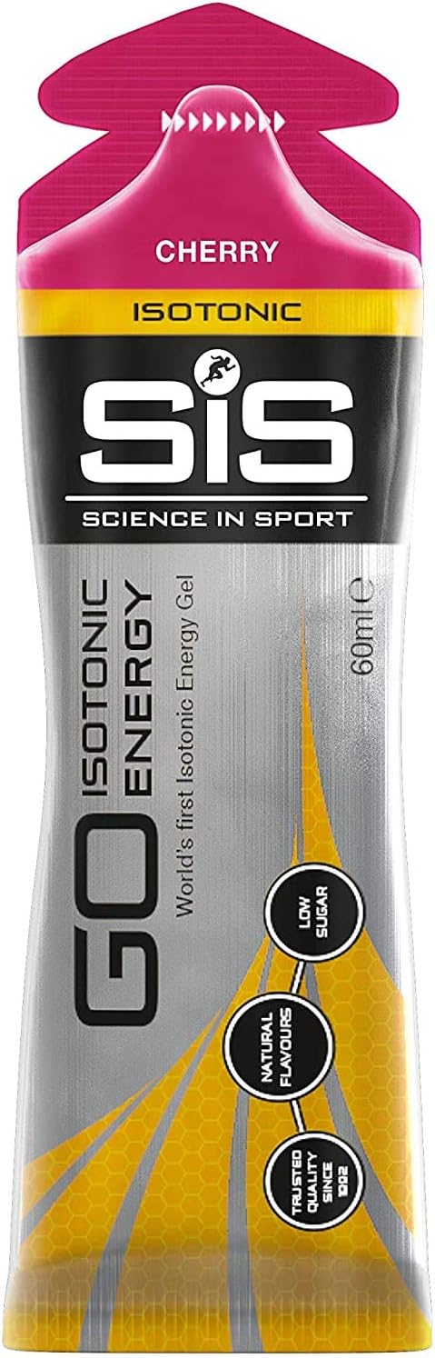 Science in Sport Energy Gel Pack, SIS Isotonic Energy Gel, 22g Fast Acting Carbs, Performance & Endurance Gels, Cherry Flavor - 2 Fl Oz (Pack of 6)-1