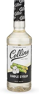 Collins Simple Syrup, Classic Simple Syrup, Real Sugar Cocktail Syrups, Soda Water Flavors, Cocktail Mixers, 32 Ounces, Set of 1