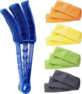 Hiware Window Blind Cleaner Duster Brush with 5 Microfiber Sleeves - Blind Cleaner Tools for Window Shutters Blind Air Conditioner Jalousie Dust