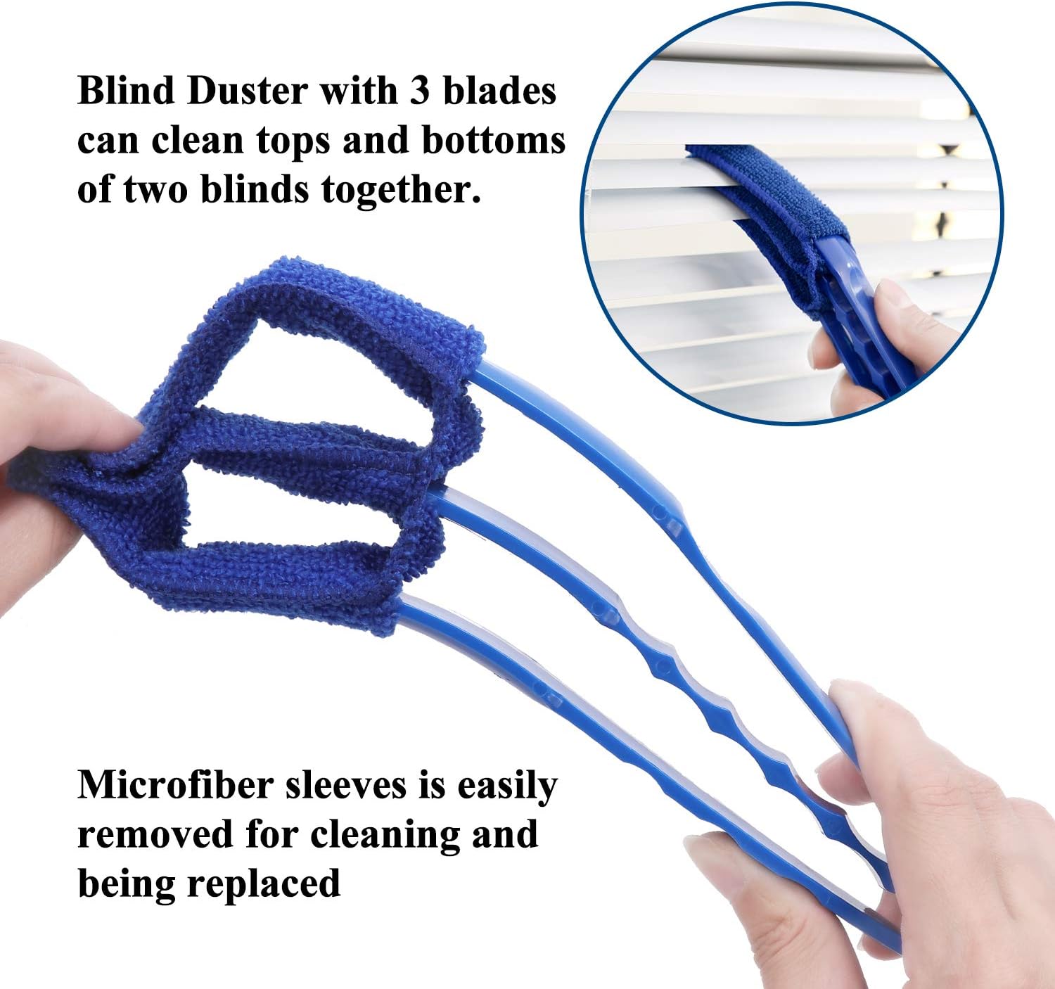 Hiware Window Blind Cleaner Duster Brush with 5 Microfiber Sleeves - Blind Cleaner Tools for Window Shutters Blind Air Conditioner Jalousie Dust-1