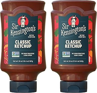 Sir Kensington's Classic Ketchup, Ketchup From Whole Tomatoes, No High Fructose Corn Syrup, Gluten Free, Certified Vegan, Non- GMO Project Verified, Shelf-Stable, 20 oz Pack of 2