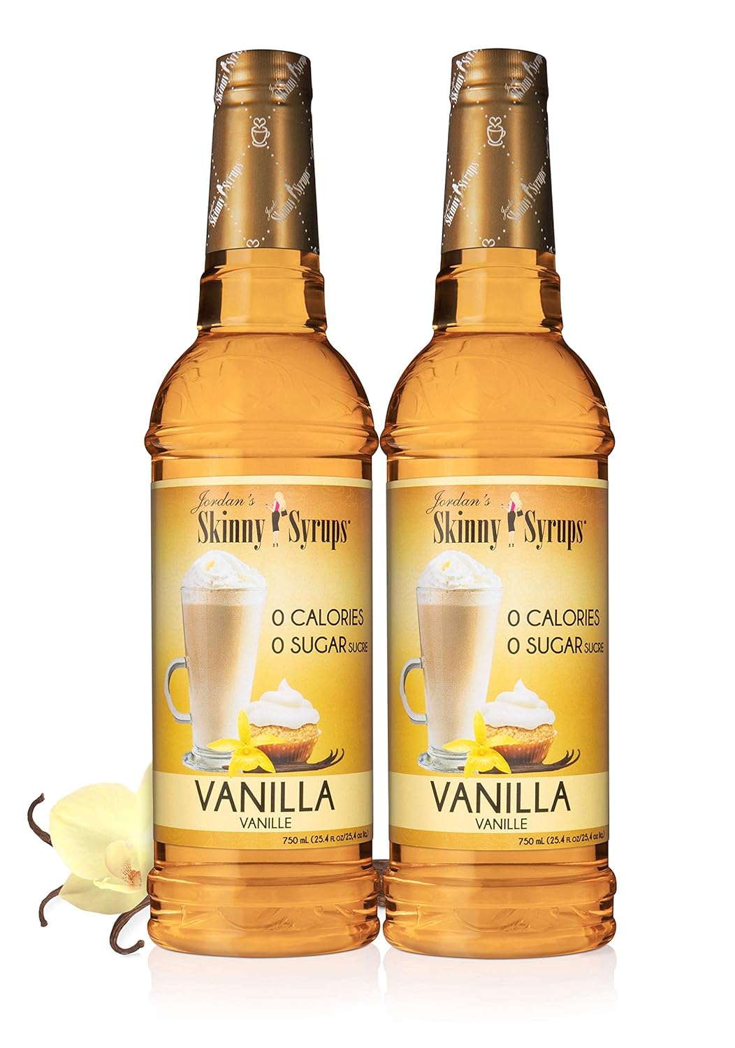 Jordan's Skinny Syrups Sugar Free Coffee Syrup, Vanilla Flavor Drink Mix, Zero Calorie Flavoring for Chai Latte, Protein Shake, Food and More, Gluten Free, Keto Friendly, 25.4 Fl Oz, 2 Pack-0