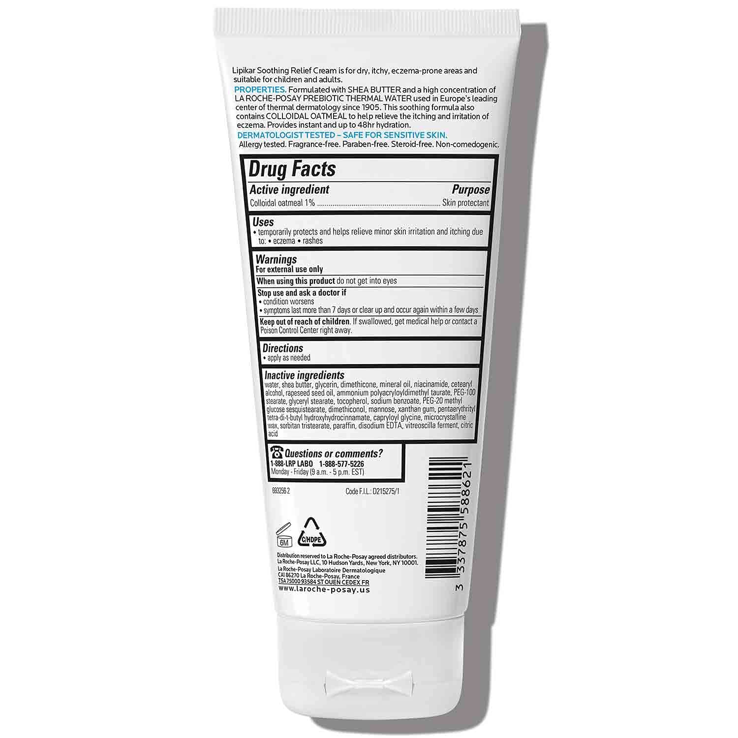 La Roche-Posay Lipikar Soothing Relief Eczema Cream, Face and Body Lotion For Eczema and Sensitive, Dry Skin, Moisturizer with Colloidal Oatmeal to Relieve Irritation-1