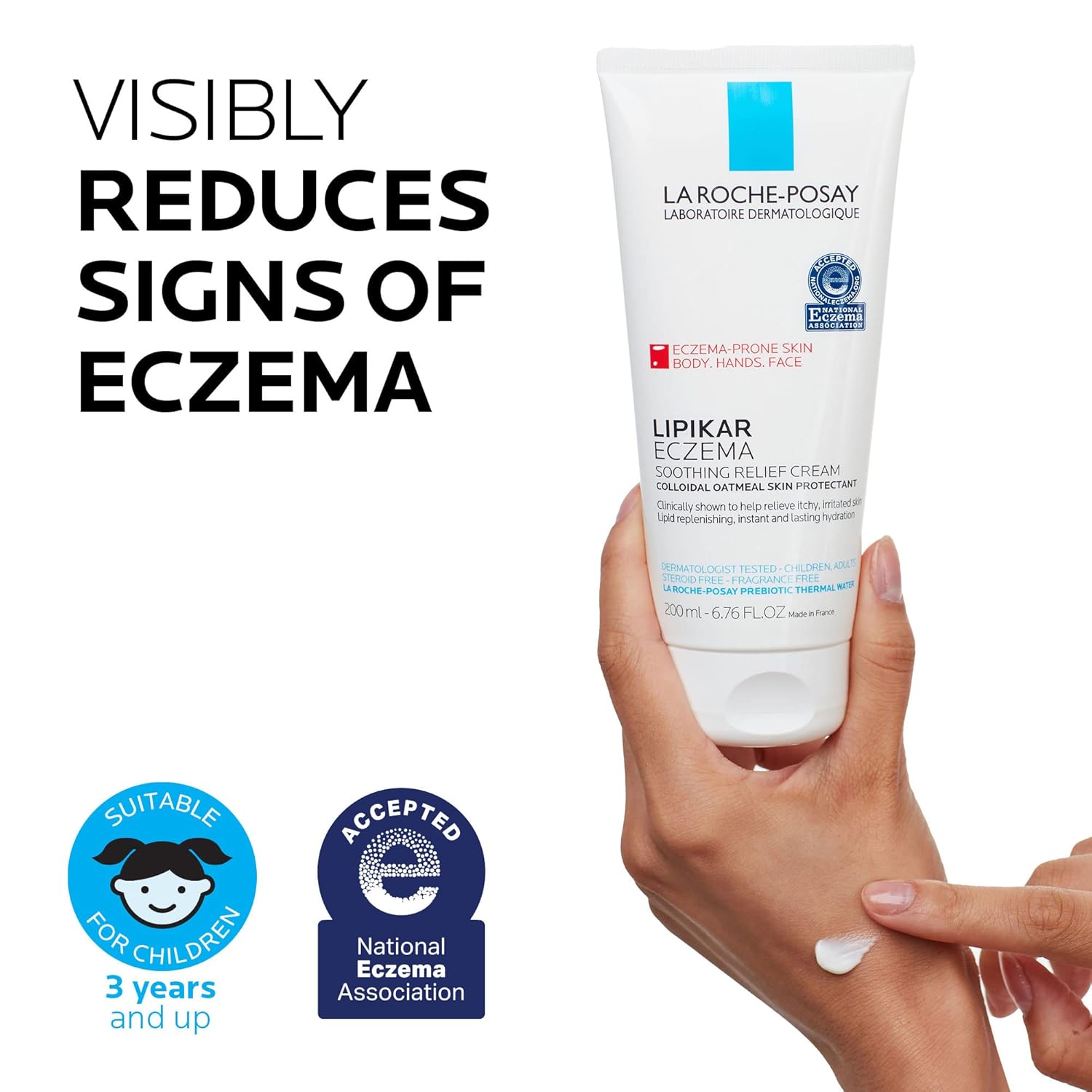 La Roche-Posay Lipikar Soothing Relief Eczema Cream, Face and Body Lotion For Eczema and Sensitive, Dry Skin, Moisturizer with Colloidal Oatmeal to Relieve Irritation-4