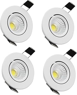 LED Recessed Downlight ZDPCYT 110V Dimmable 3WCOB CRI80 LED Spotlight Lamp Daylight 2 inch Down Lights Adjustable Angle Recessed Lighting Kits 5000K-5500K Ceiling Lights Pack of 4 with LED Driver