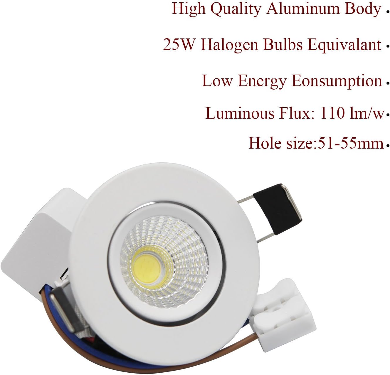 LED Recessed Downlight ZDPCYT 110V Dimmable 3WCOB CRI80 LED Spotlight Lamp Daylight 2 inch Down Lights Adjustable Angle Recessed Lighting Kits 5000K-5500K Ceiling Lights Pack of 4 with LED Driver-1