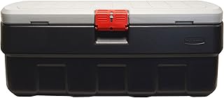 Rubbermaid ActionPacker️ 48 Gal Lockable Plastic Storage Bin, Industrial, Rugged Large Container with Lid (Black,gray)