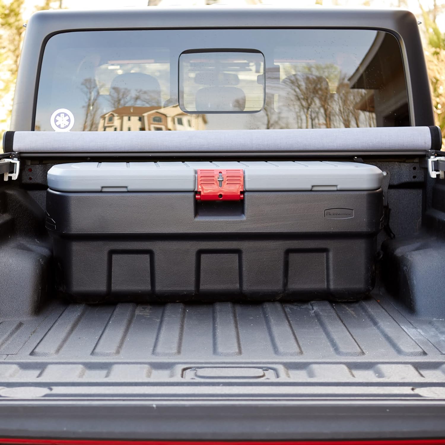 Rubbermaid ActionPacker️ 48 Gal Lockable Plastic Storage Bin, Industrial, Rugged Large Container with Lid (Black,gray)-10