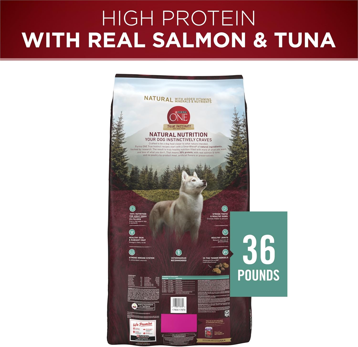 Purina ONE True Instinct With Real Salmon and Tuna Natural With Added Vitamins, Minerals and Nutrients High Protein Dog Food Dry Formula - 36 lb. Bag-5