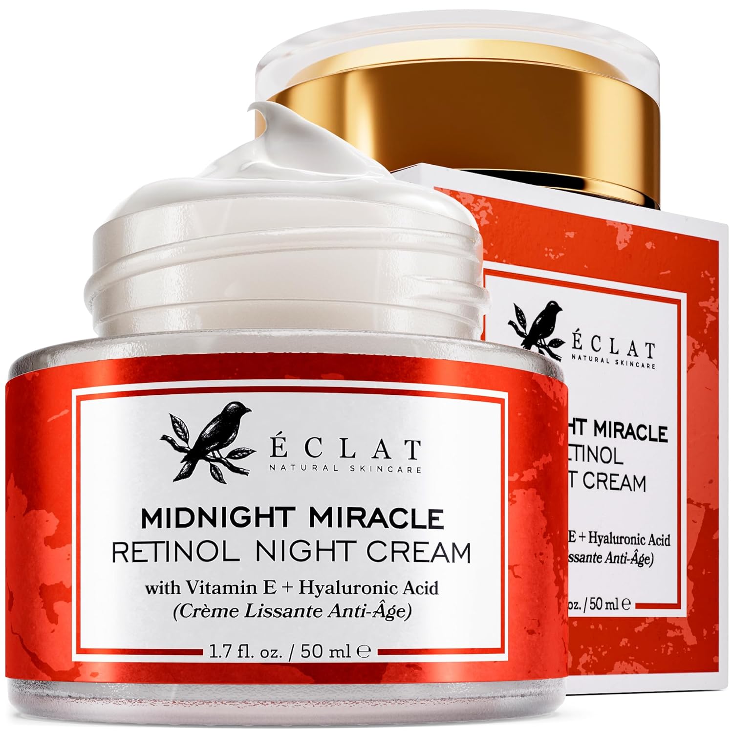 Retinol Night Cream - 2.5% Retinol with 2.5% Hyaluronic Acid - Retinol Face Moisturizer to Boosts Elasticity and Hydration, Firming Anti Wrinkle Cream, Anti Aging Face Cream, Skin Care Facial Cream-0