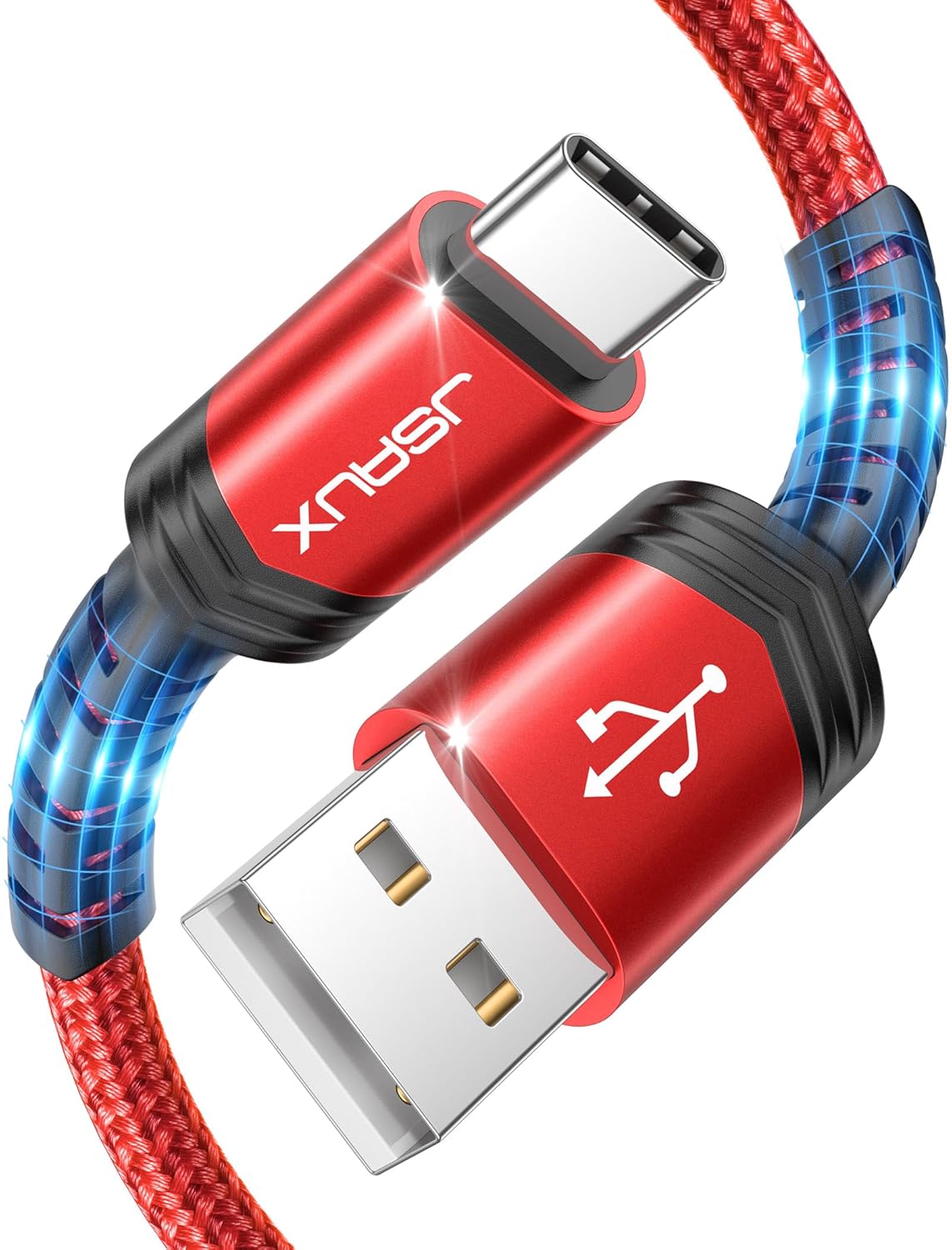 JSAUX USB C Cable [2-Pack 6.6ft], USB A to USB Cord 3.1A Fast Charging Compatible with iPhone 16/16 Plus/16 Pro/16 Pro Max/iPhone 15 Series, Samsung Galaxy S20 S10 S9, Note 20 10, Car Play, LG - Red-0