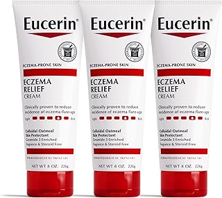 Eucerin Eczema Relief Cream, Full Body Lotion for Eczema-Prone Skin, Moisturizing Eczema Cream, Body Moisturizer, Multi-Pack, 8 oz. Tube (Pack of 3)