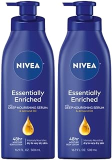 NIVEA Essentially Enriched Body Lotion for Dry Skin, Pack of 2, 16.9 Fl Oz Pump Bottles