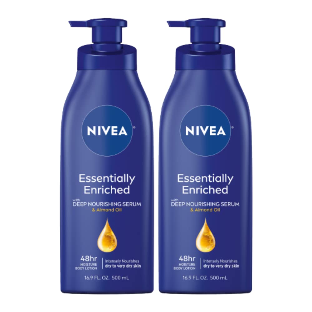 NIVEA Essentially Enriched Body Lotion for Dry Skin, Pack of 2, 16.9 Fl Oz Pump Bottles-0