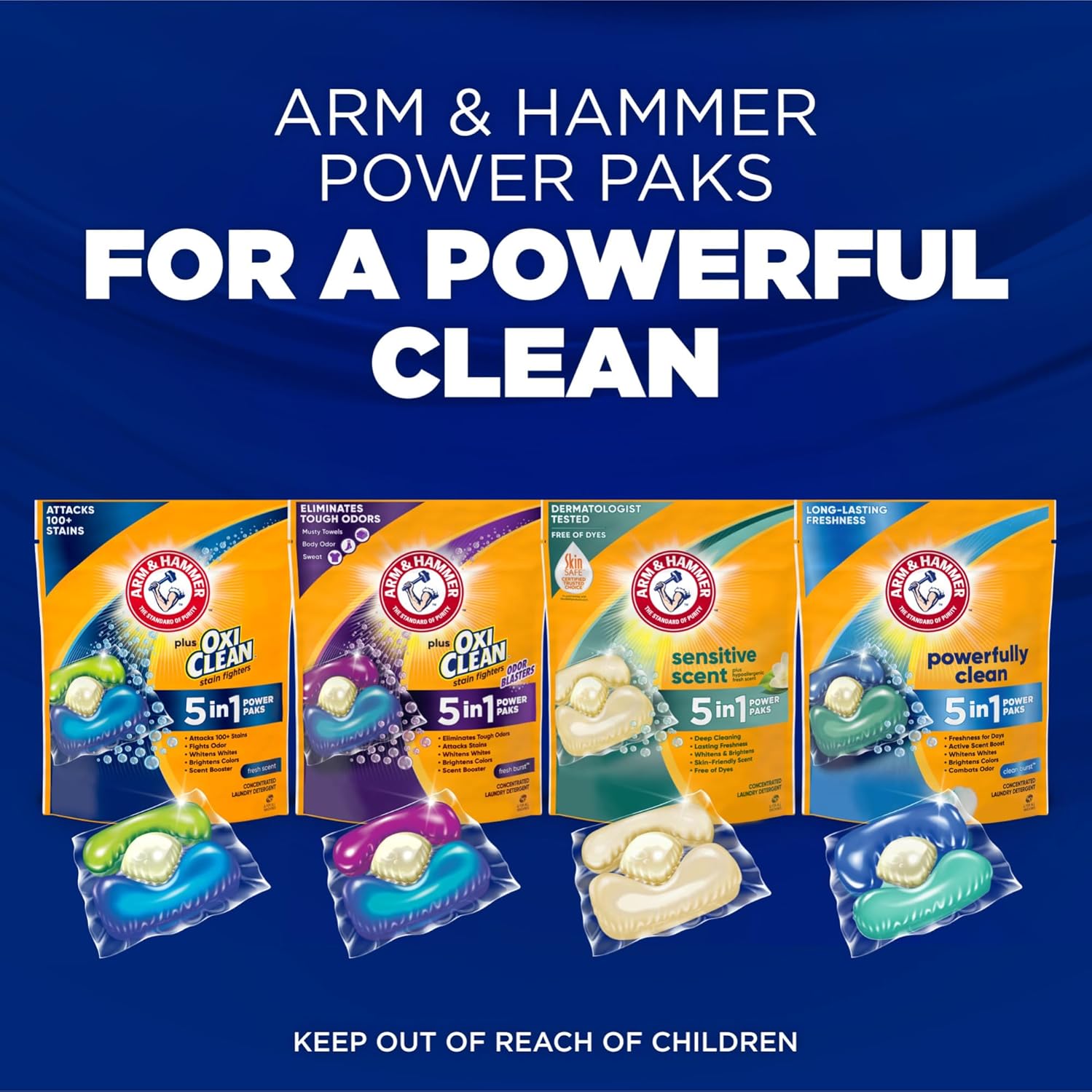 Arm & Hammer Plus OxiClean 5-in-1 Laundry Detergent Power Paks, 42 Count (Packaging may vary)-10