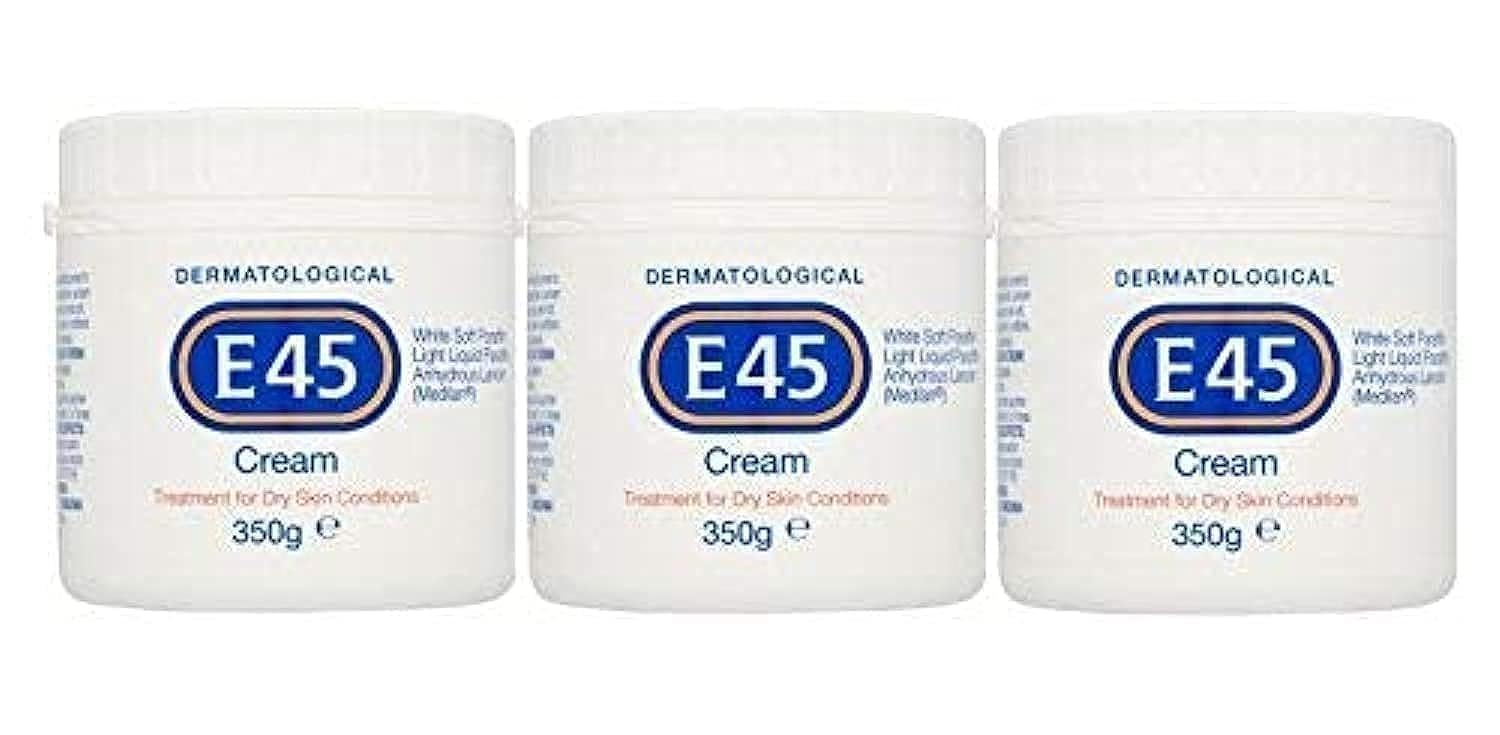 E45 Dermatological Cream Treatment for Dry Skin Conditions (350g) Pack of 3-0