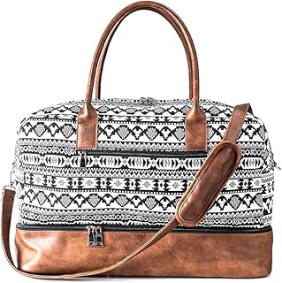 MyMealivos Canvas Weekender Bag, Overnight Travel Carry On Duffel Tote with Shoe Pouch (black)