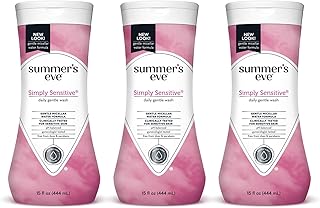 Summer's Eve Simply Sensitive Daily Gentle All Over Feminine Body Wash, Removes Odor, Feminine Wash pH Balanced, 15 fl oz, 3 Pack